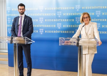 Landeshauptfrau Johanna Mikl-Leitner und LH-Stellvertreter Udo Landbauer.